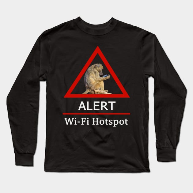 Baboon in Wi-Fi Hotspot Road Sign Long Sleeve T-Shirt by scotch